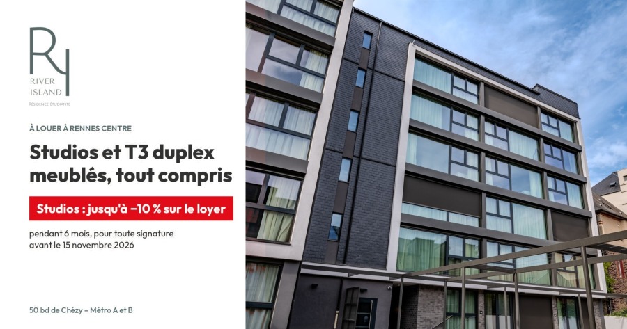 Résidence étudiante à Rennes centre : studios et duplex